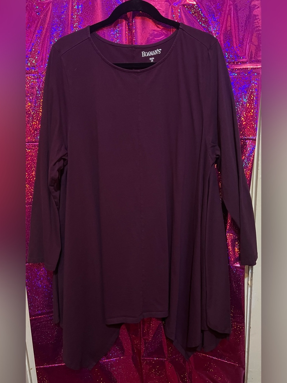 Roaman's Long Sleeve Tunic Top - Plum Wine